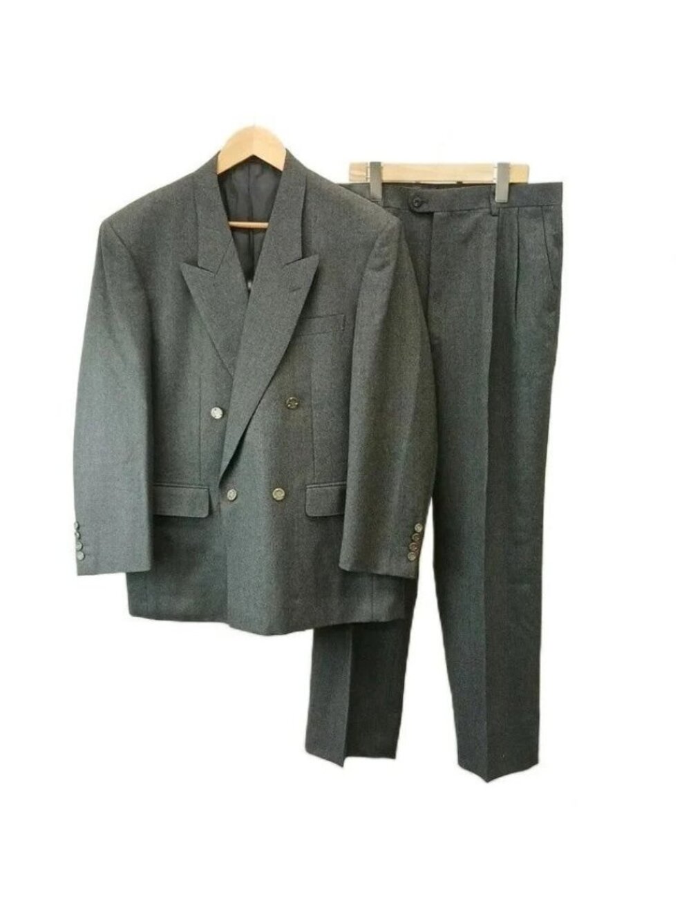 Dior Monsieur Suit Set Jacket Pants Set Wool Double Breasted Gray Long Sleeve